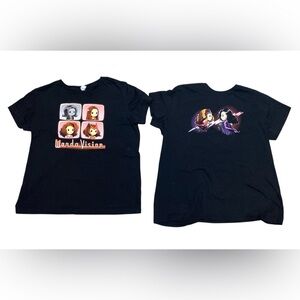 3/$18 WandaVision Ladies Graphic T-Shirts Black -Set of 2